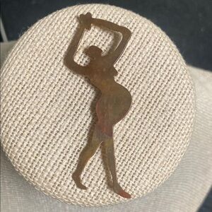 Copper Color Woman Silhouette Brooch